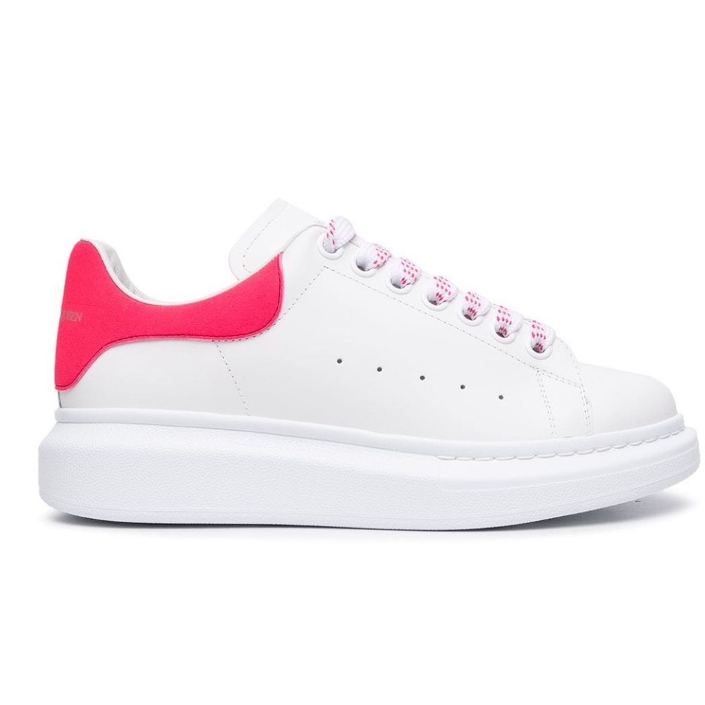 Alexander McQueen White and Hot Pink leather oversized sneakers